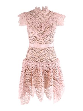 Self Portrait Pink lace short dress