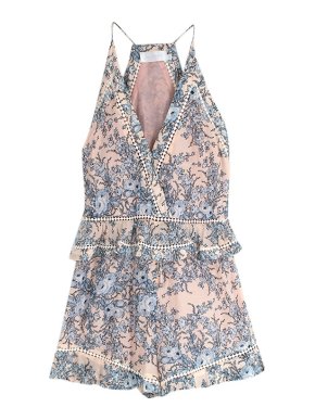 Zimmermann Blue & pink floral cotton playsuit