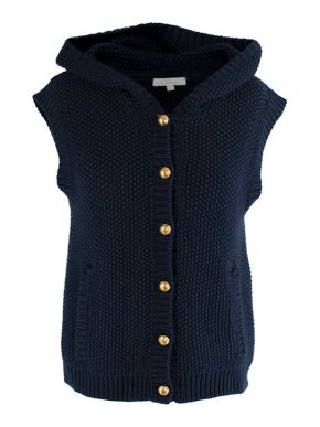 Chloe navy knitted hooded gilet
