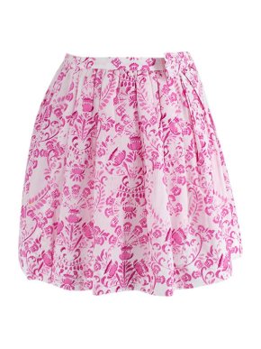 Oscar de la Renta Kids 12Y Pink & white block print cotton skirt