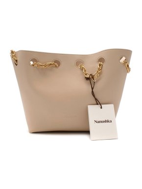 Nanushka Cream Vegan leather Gather bucket bag