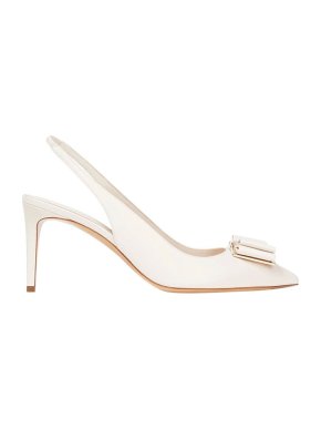 Salvatore Ferragamo White leather Zahir slingback heeled pumps