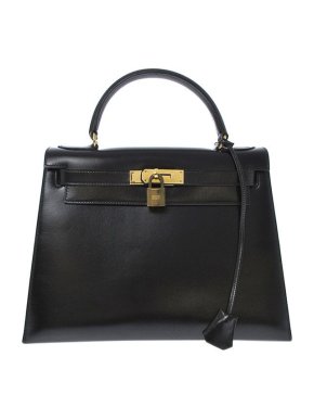 Hermes Vintage black leather Box Kelly 20 GHW bag