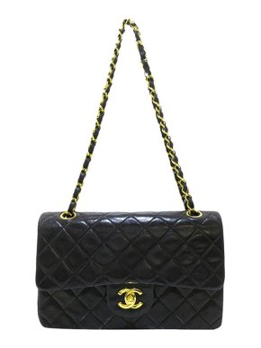 Chanel Black lambskin leather small double flap bag
