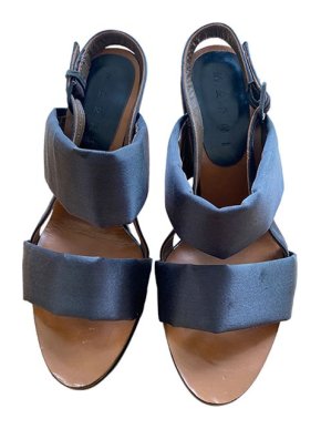 Marni Black satin platform heeled sandals