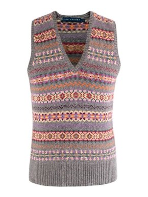Ralph Lauren Grey Fairisle cashmere tank top