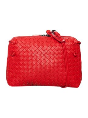 Bottega Veneta Red Intrecciato leather Nodini crossbody bag