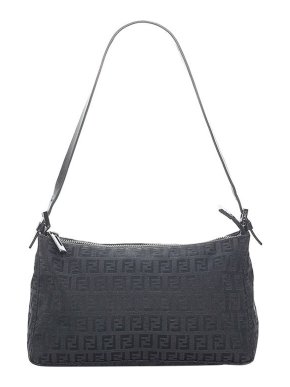 Fendi Vintage black Zucchino canvas baguette