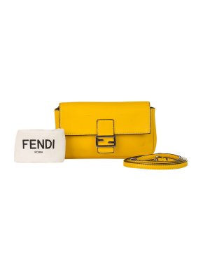Fendi Yellow Leather Micro Baguette