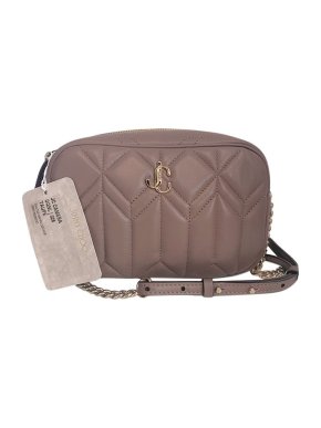 Jimmy Choo Taupe Quilted Camera Bag