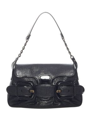 Fendi Black leather B Bis baguette