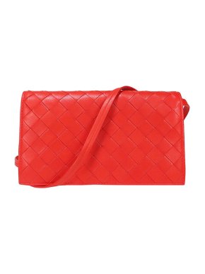 Bottega Veneta Red Intrecciato leather wallet on strap