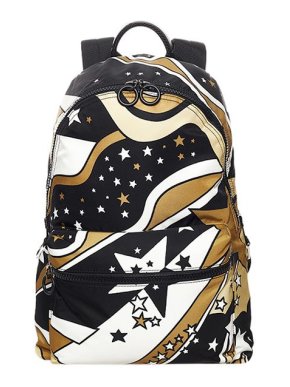 Dolce & Gabbana Black, white & beige nylon printed backpack