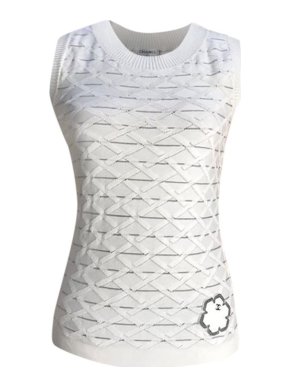 Chanel ivory diamond weave fine knit tank top