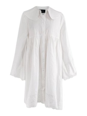 Simone Rocha White cotton cherub embroidered Puritan collar dress
