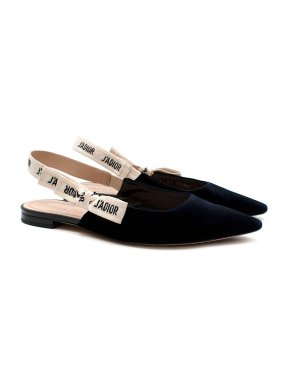 Navy Velvet J'adior Slingback Flats