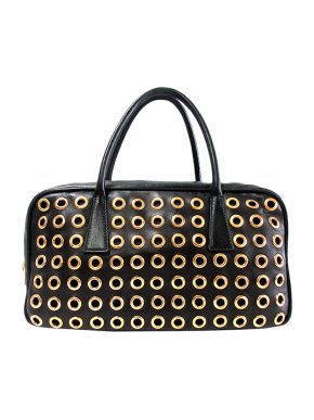 Prada Black leather Grommet bag