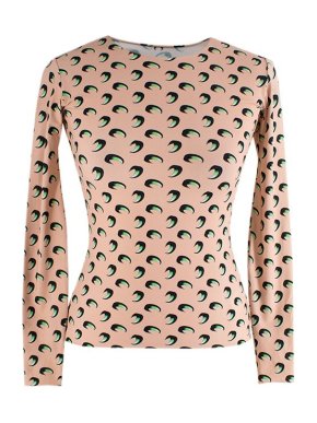 Marine Serre White Label Second Skin crescent moon-print top