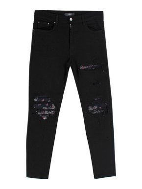 Amiri Black Distressed Bandana Biker Jeans