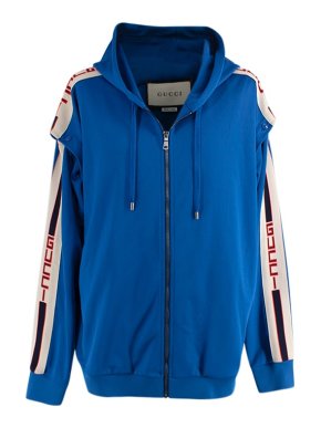 Gucci Blue Logo Side Stripe Track Jacket with Poppers