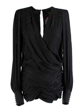 Balmain x H&M Black Silk Jacquard Floral Dress