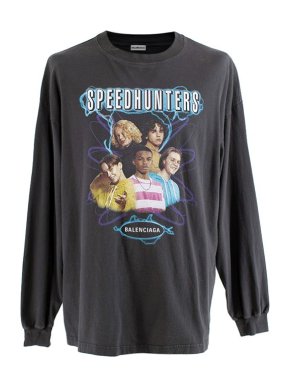 Balenciaga Speedhunters Washed Black Long Sleeve Top