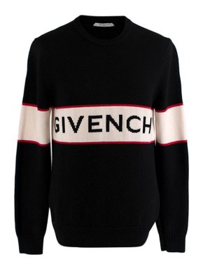 Givenchy black wool logo intarsia knitted jumper