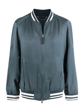 Louis Vuitton Blue-Grey Satin Bomber Jacket