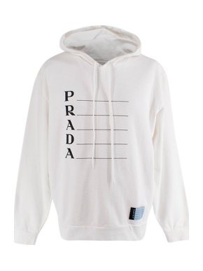 Prada White Logo Hoodie