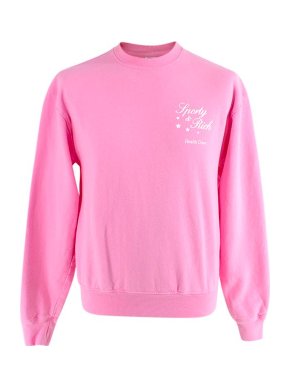 Sporty & Rich Pink cotton jersey Health Crew sweatshirt