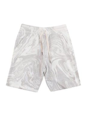 John Elliott Grey & white marble print cotton jersey shorts