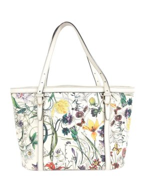 Gucci Flora canvas & white leather tote bag