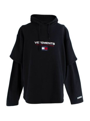 Vetements x Tommy Hilfiger Black Logo Embroidered Hoodie