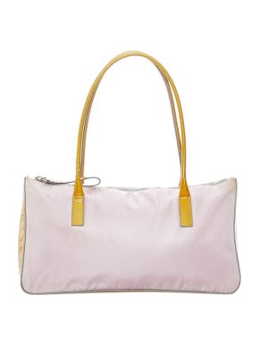 Prada Vintage lilac nylon & yellow patent Tessuto baguette