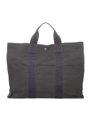 Hermes Vintage grey canvas Herline Cabas MM tote bag