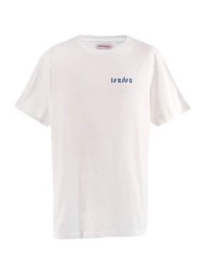 White cotton jersey palm print London T-shirt