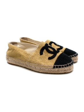Chanel Gold Glitter CC Espadrilles