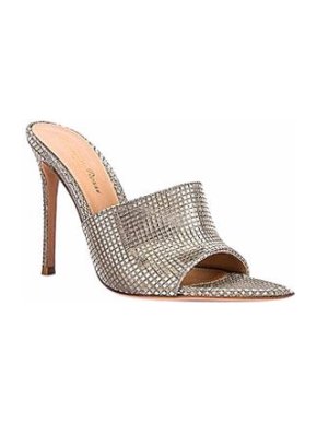 Gianvito Rossi Silver glitter point toe heeled mules