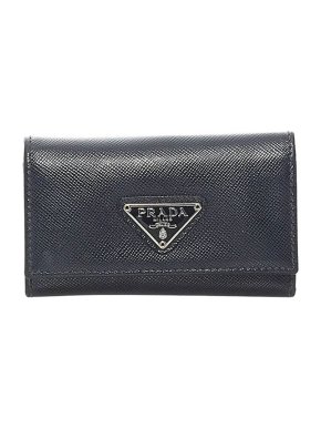 Prada Black Saffiano leathe key holder