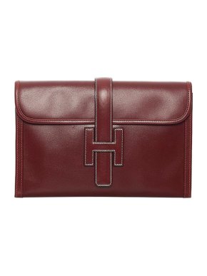 Hermes Vintage burgundy leather Jige PM clutch bag