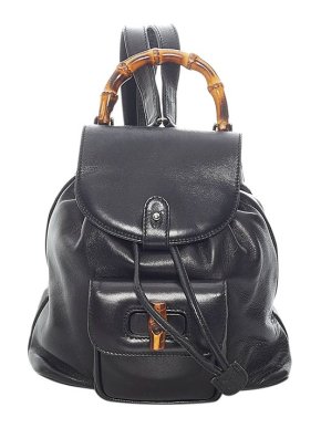 Gucci Vintage black leather Bamboo backpack