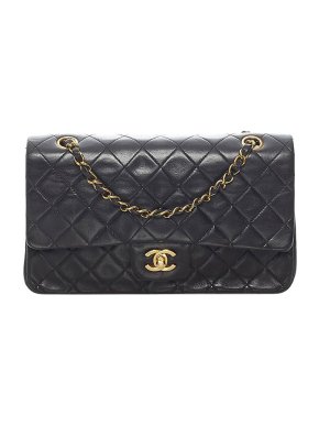 Chanel Black lambskin leather quilted small flap bag