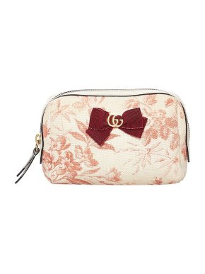 Gucci Pink flora canvas cosmetics pouch