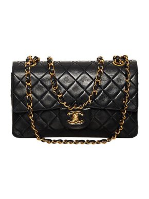 Chanel Black lambskin leather quilted double flap bag