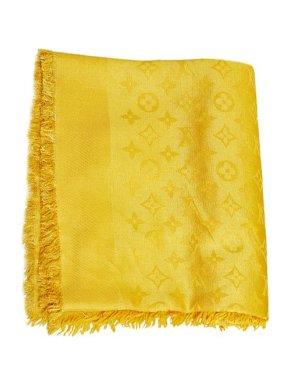 Louis Vuitton Yellow silk Monogram classic shawl