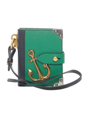 Prada Green Saffiano leather anchor notebook