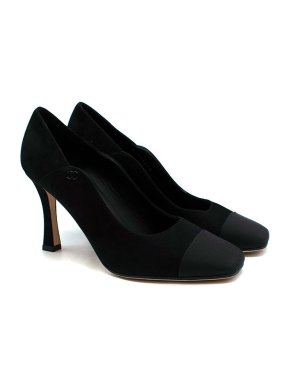 Chanel Square Toe Velvet Heeled Pumps