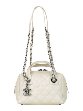 Chanel White Quilted Lambskin Leather Shoulder Bag