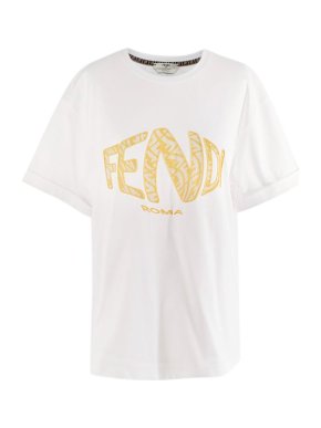 Fendi x Sarah Coleman Fisheye Logo Embroidered Cotton & Mesh T-Shirt