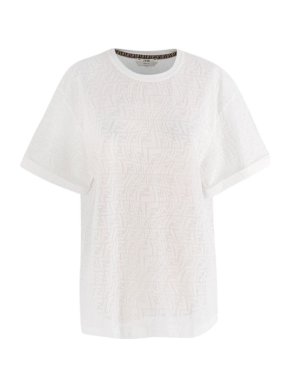 Fendi White mesh FF Wave T-shirt
